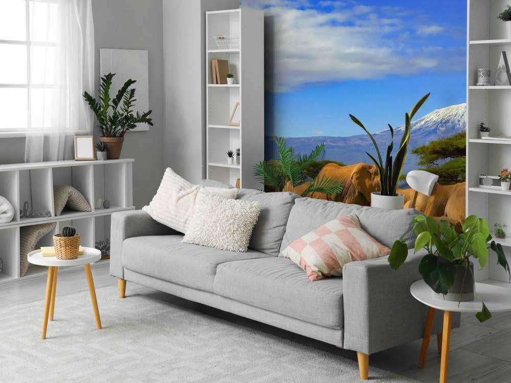 Olifanten met de Kilimanjaro berg op de achtergrond