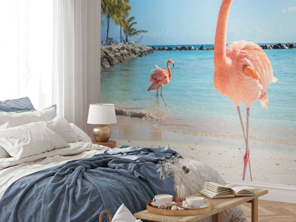 Flamingo op het strand