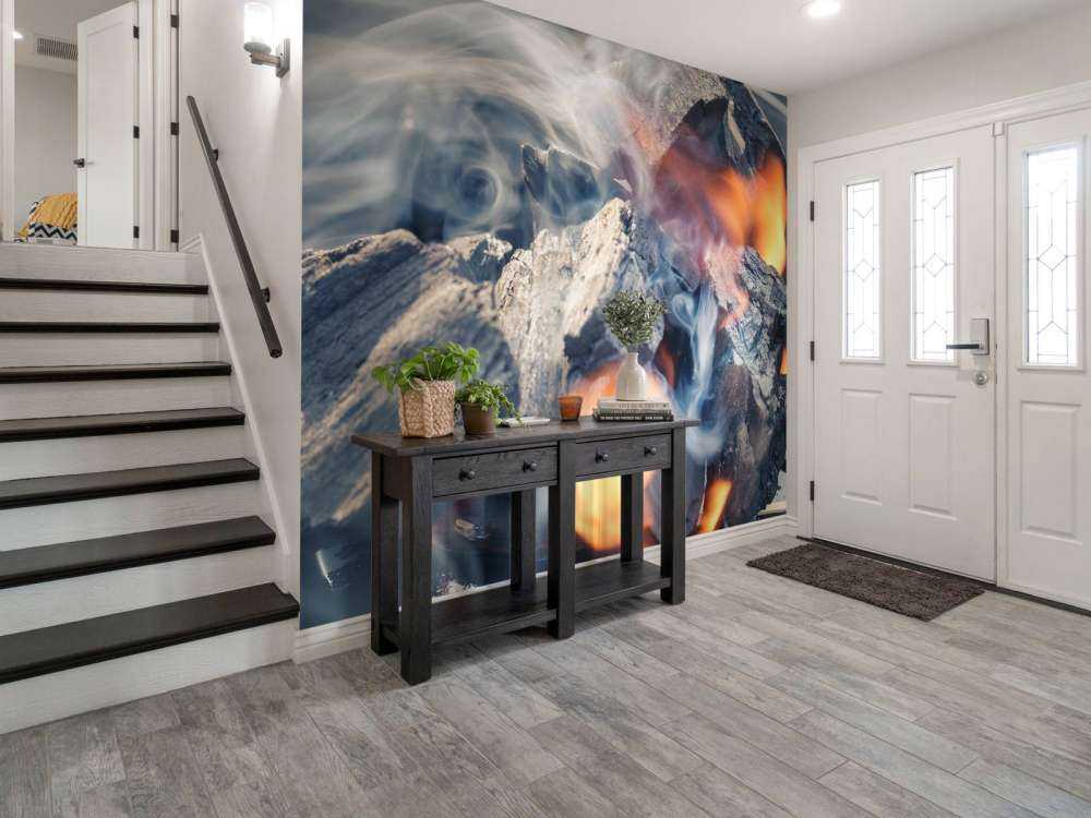 Brandend houtskool close-up