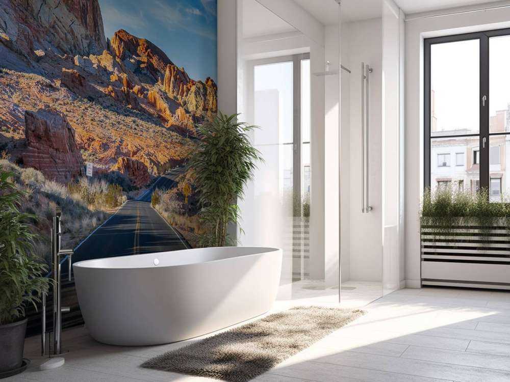 Weg door de Nevada woestijn