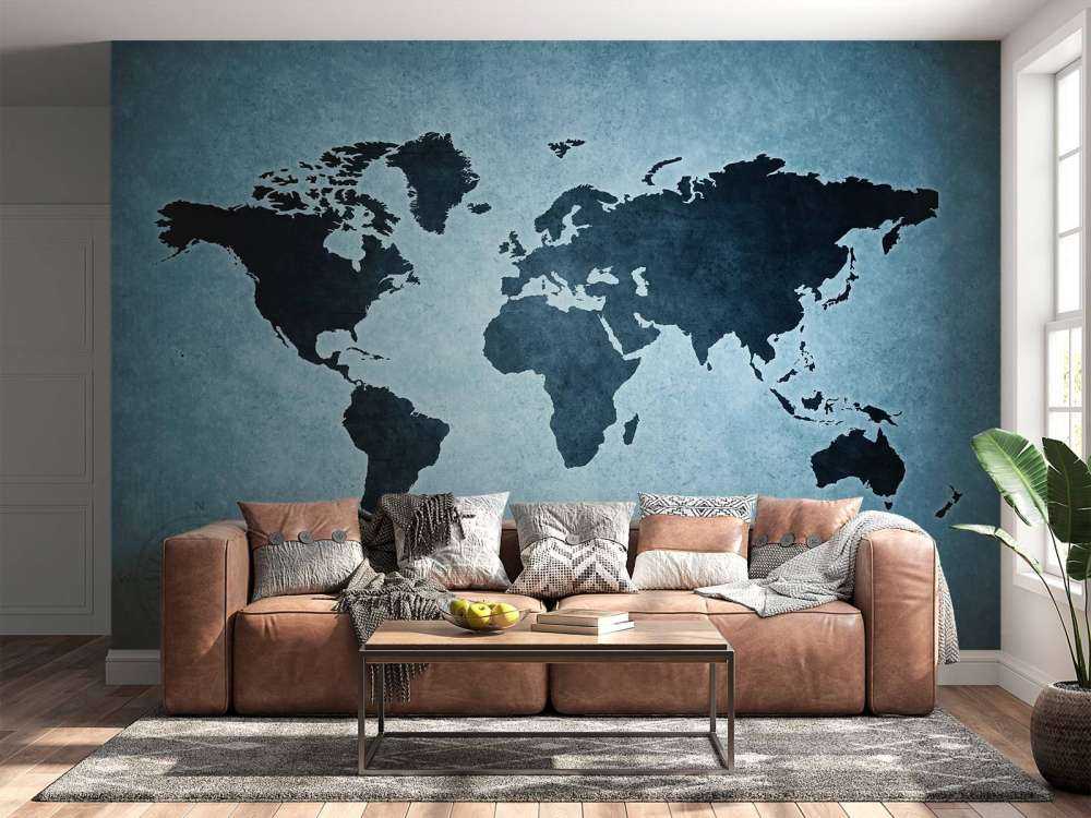 Blauwe wereldkaart