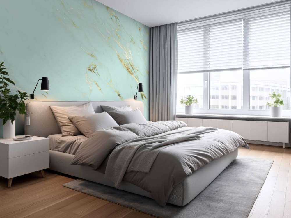 Lichtblauw marmer met goud