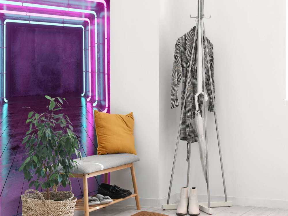 Betonnen kamer met neonlichten