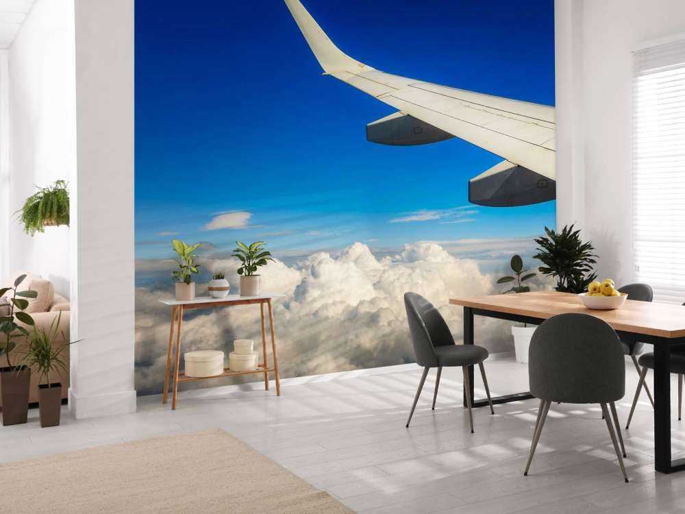 Prachtige wolken vanuit een vliegtuigraam