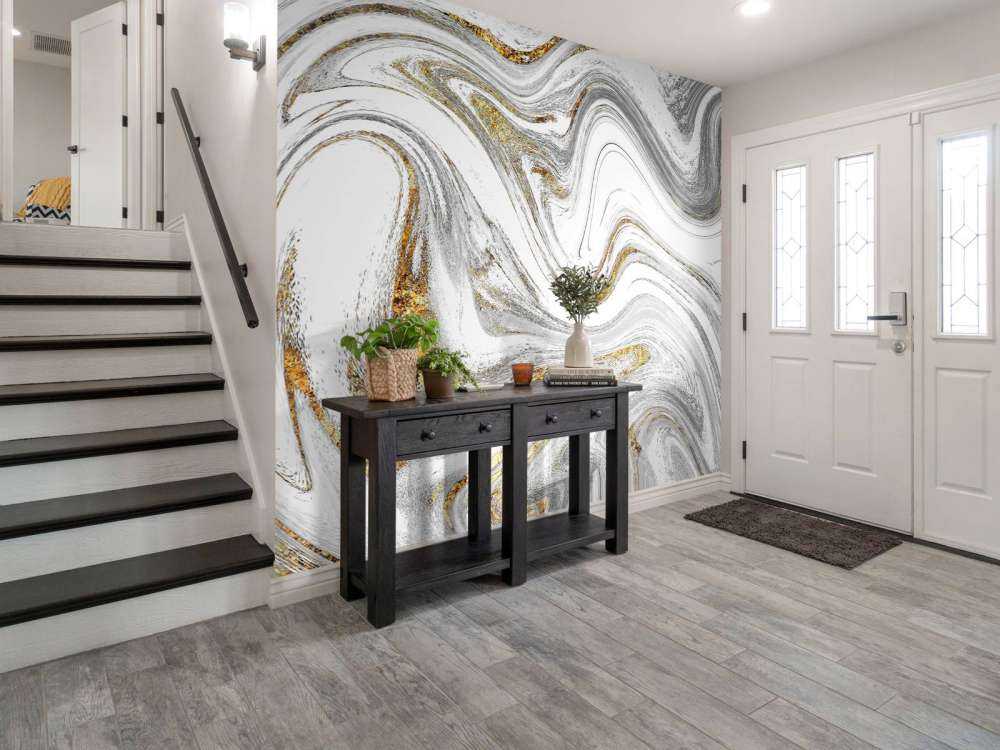 Verfmengsel met wit, grijs en goud