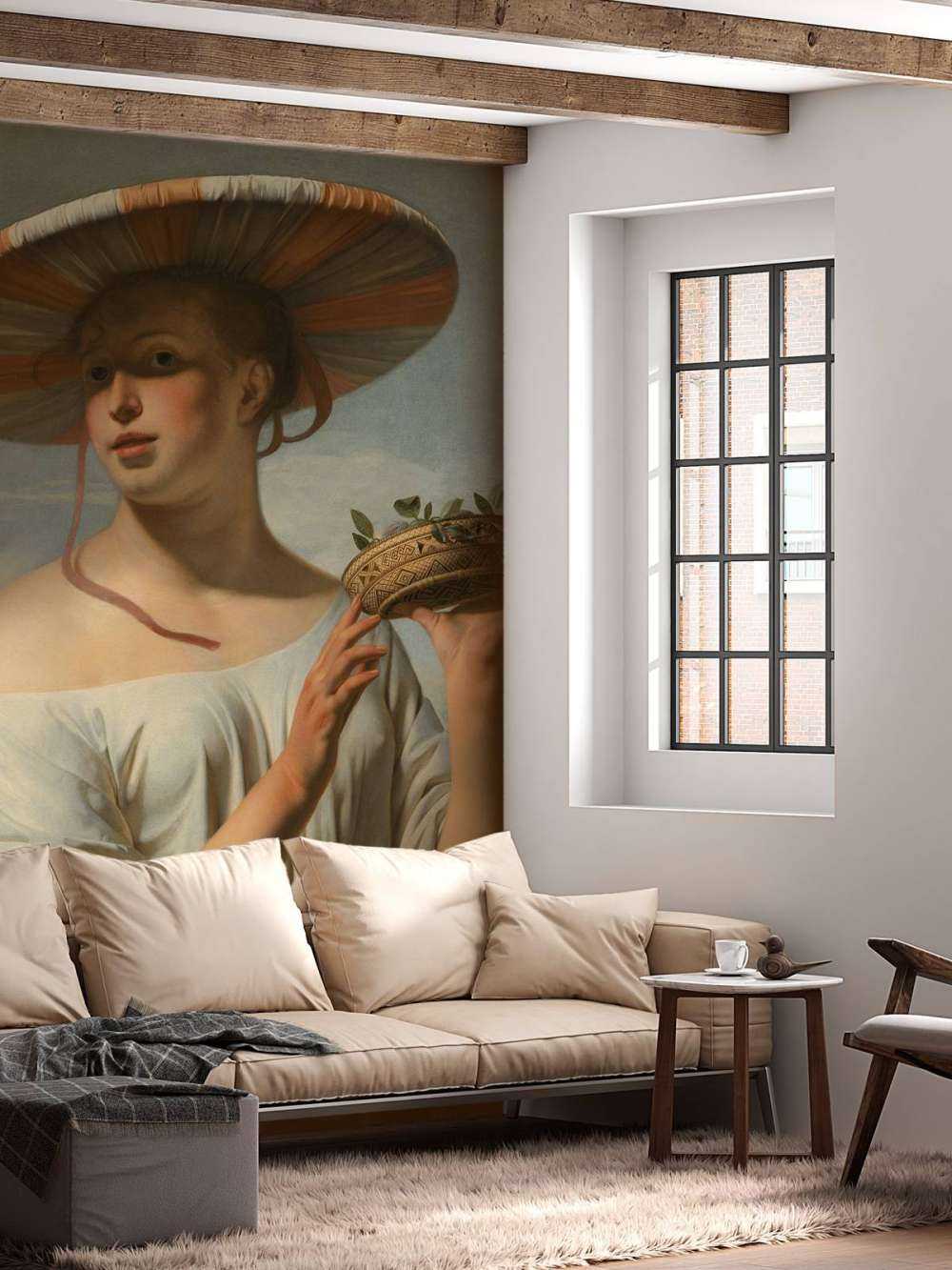 Meisje met een brede hoed