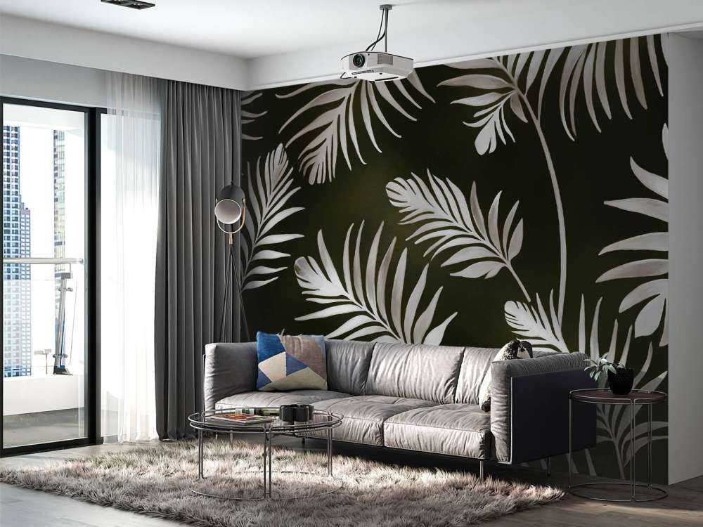 Golden leaves on dark Charcoal Gray