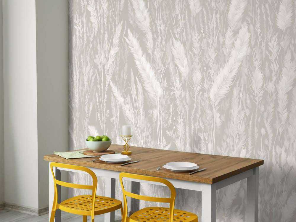 Wall of field grasses - grey