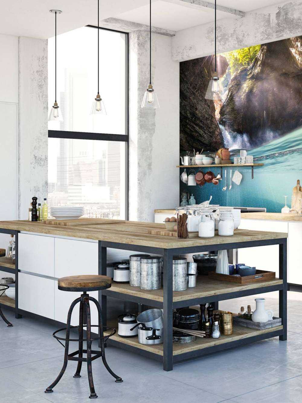 Zonlicht in bergkloof met waterval