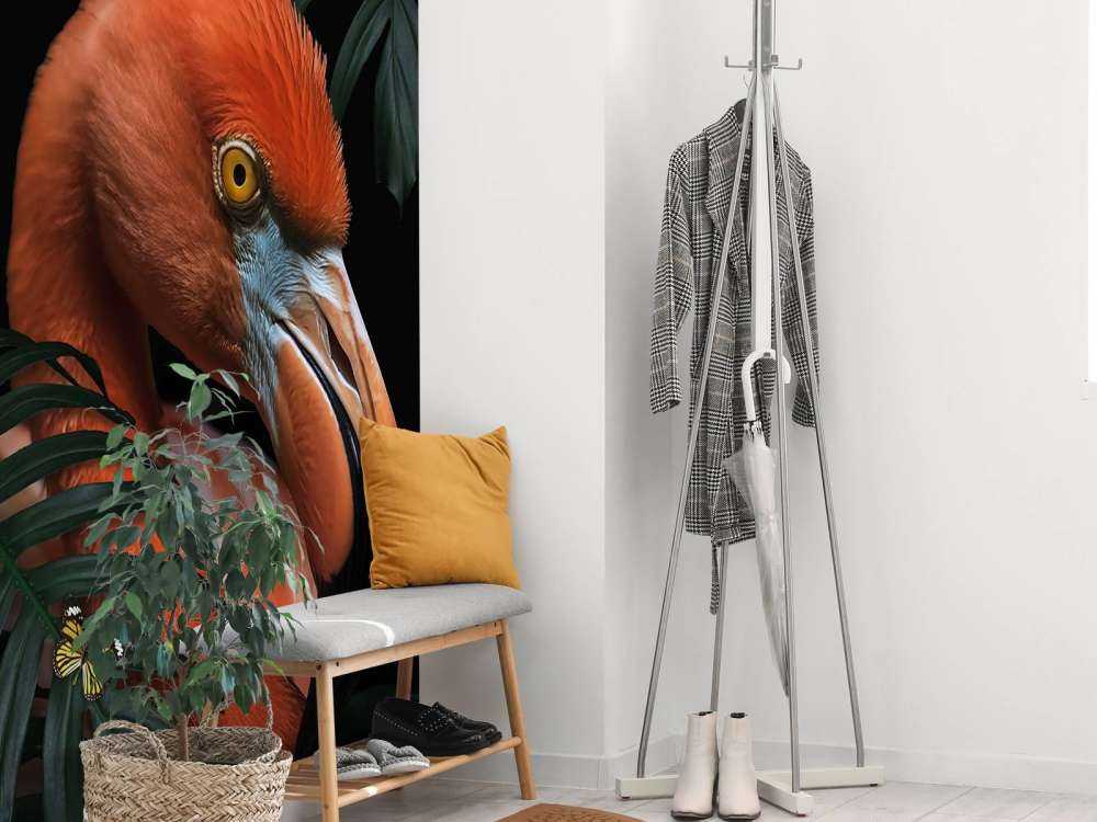 Flamingo tussen tropisch groen