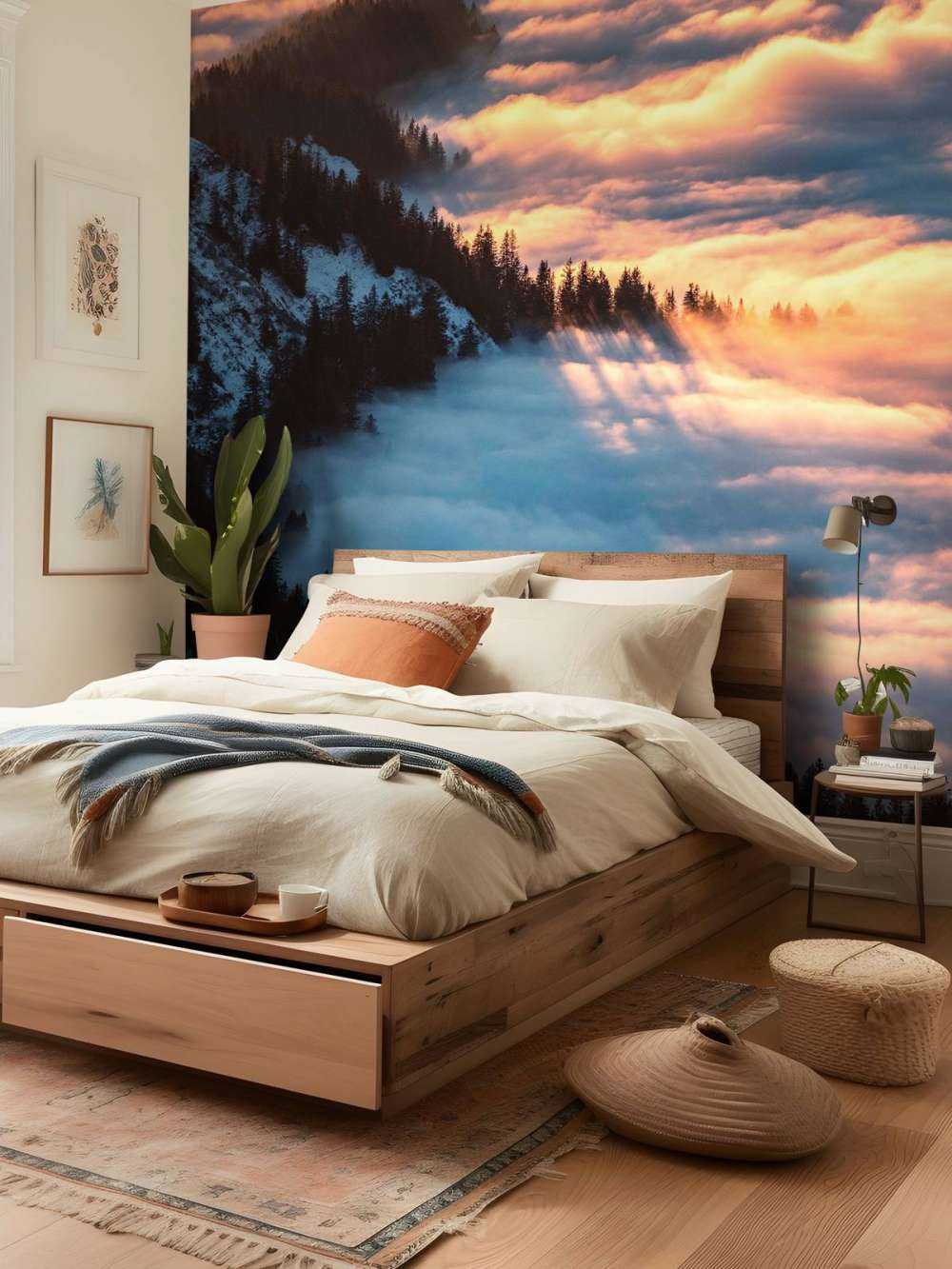 Ochtendgloed over nevelig bergbos