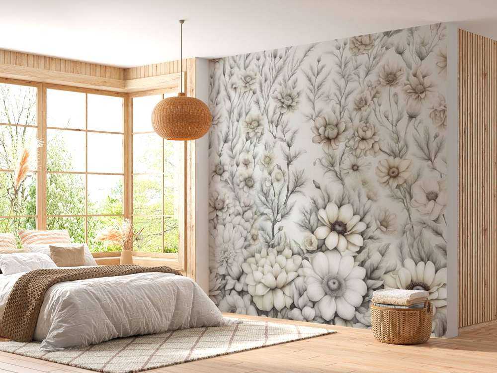 Floral romantic wall Beige