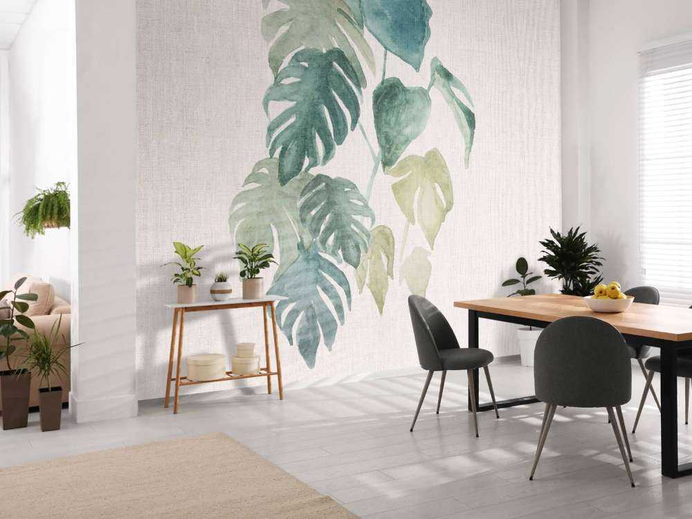 Aquarelbladeren in tropische tonen