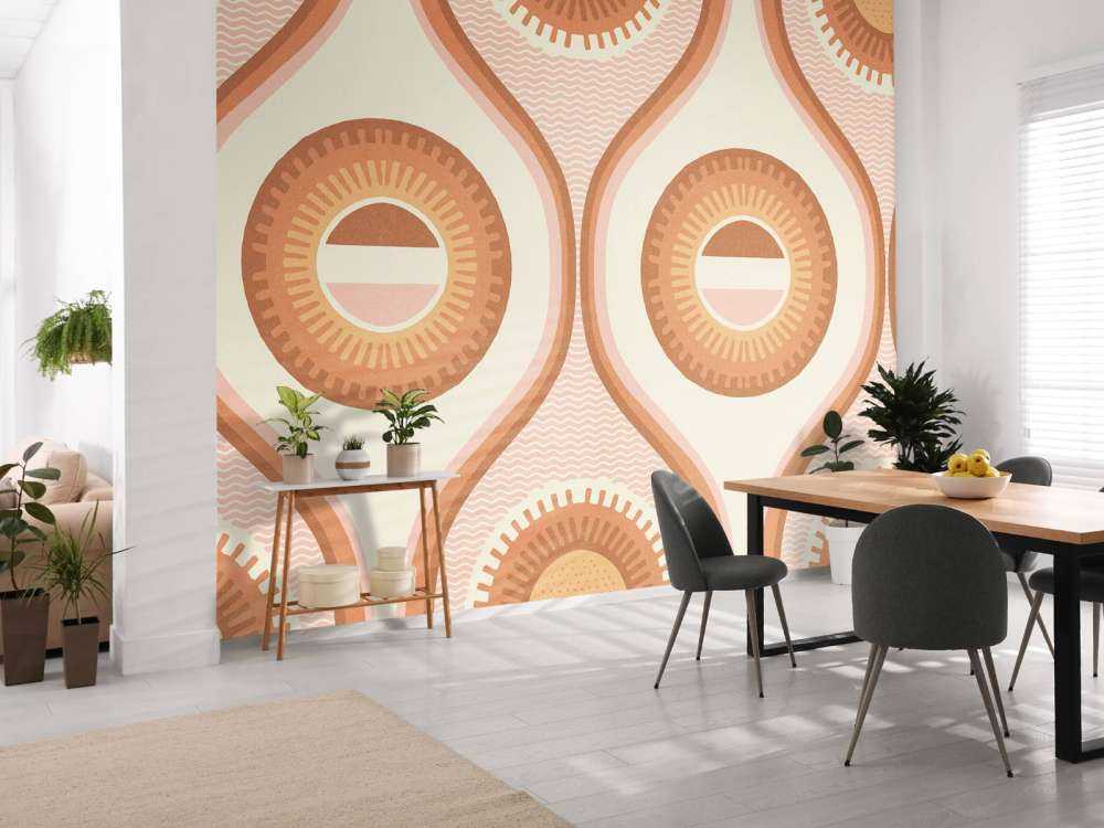 Retro zonnestralen in warme tinten