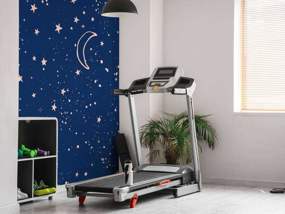 Maan en sterren in nachtblauw