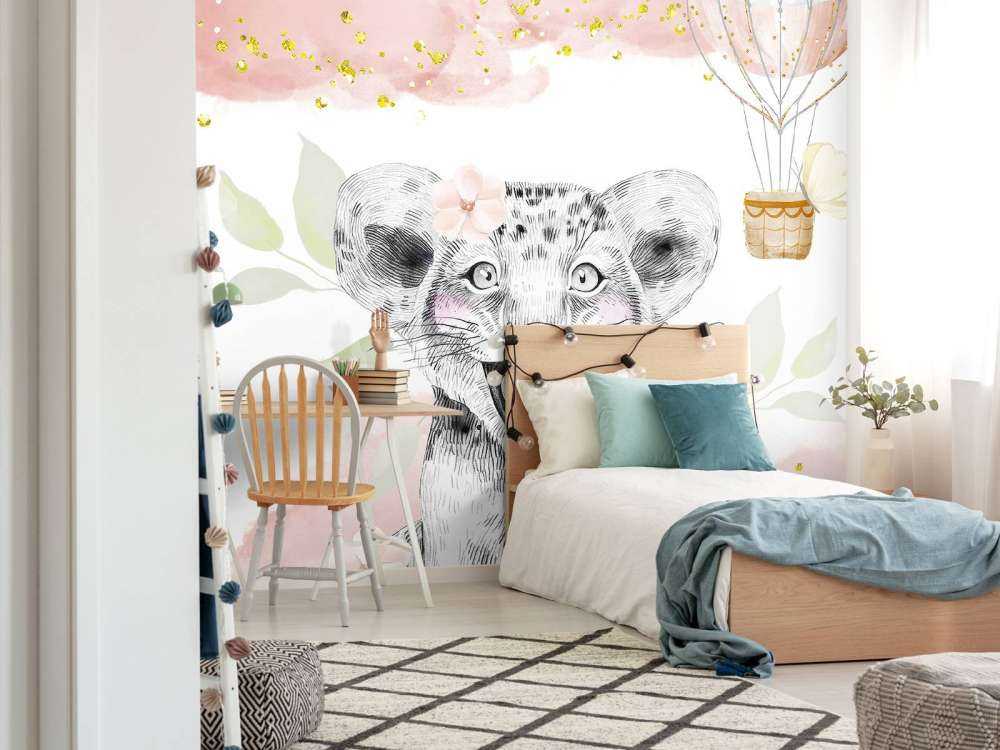 Vrolijke leeuwenwelp en luchtballo