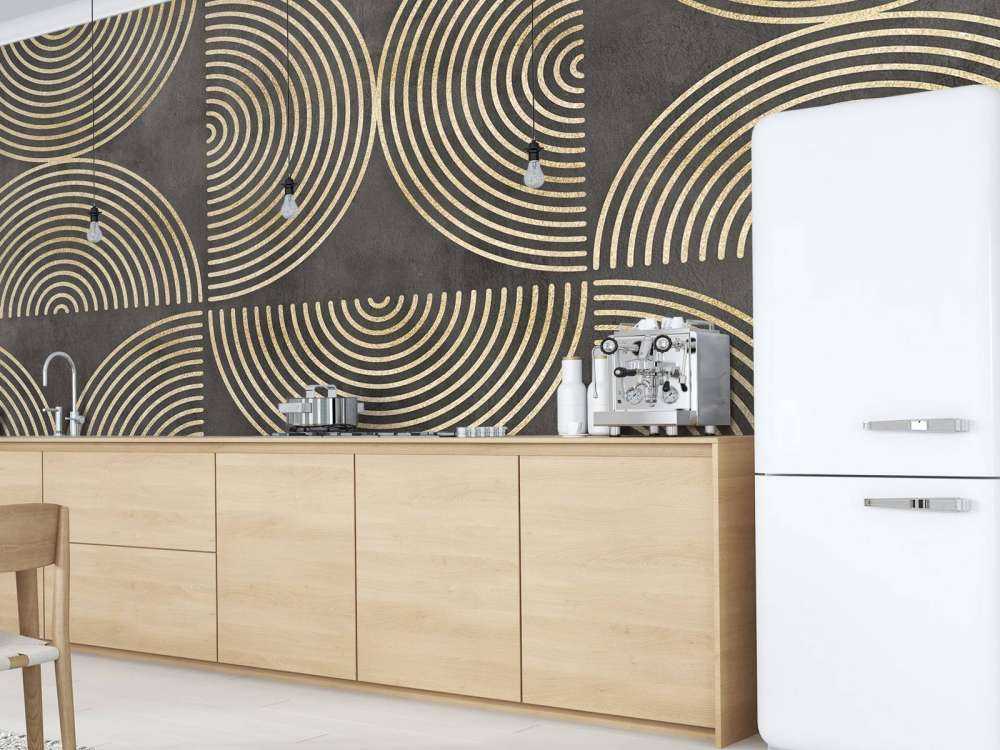 Eclectic Circles Modern Art Gold Brown