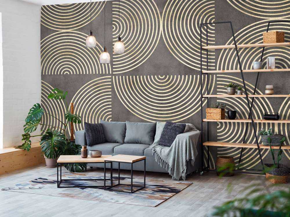 Eclectic Circle Modern Art Gold Brown
