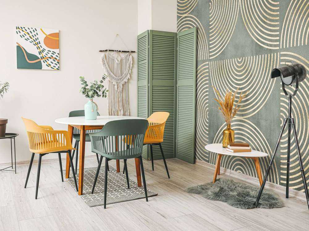 Eclectic Circles Modern Art Green Gold
