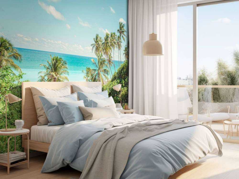 Palm trees on beach in Barbados