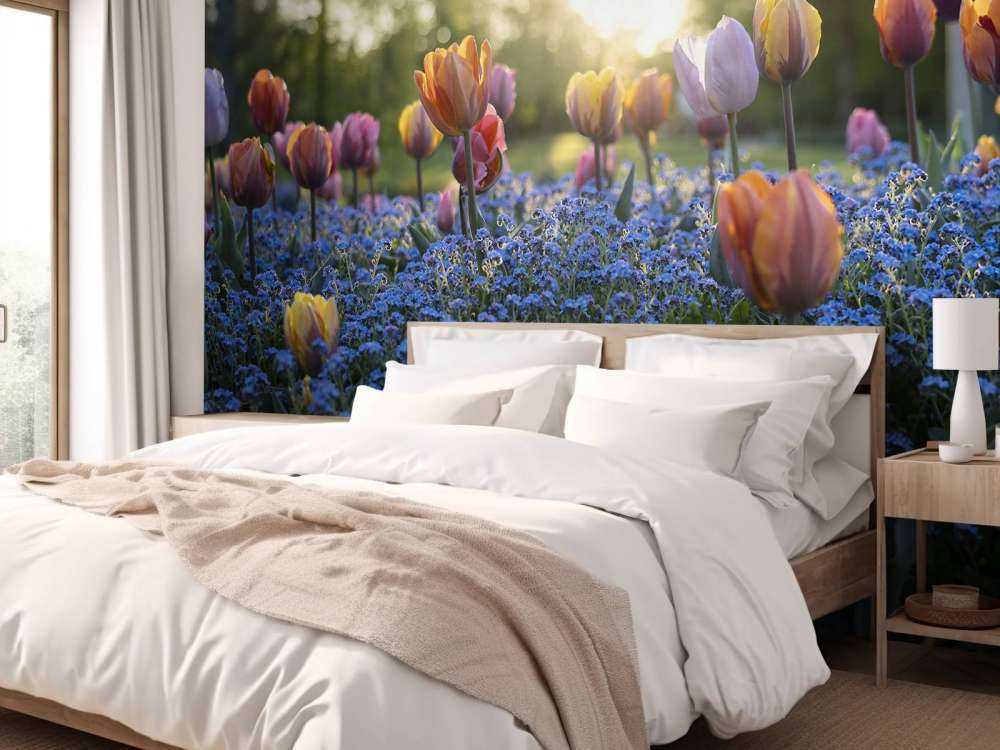 Vrolijk tulpenveld