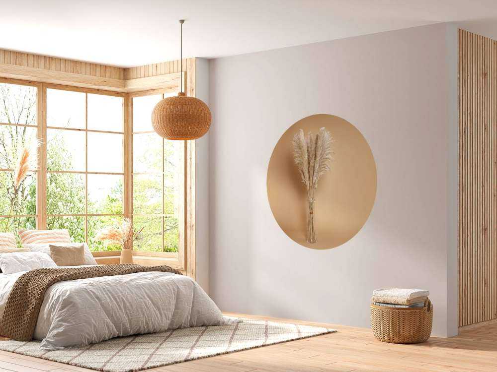 Minimalistische plant op bruin achtergrond