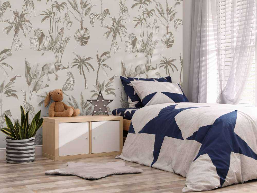 Dierenjungle patroon taupe