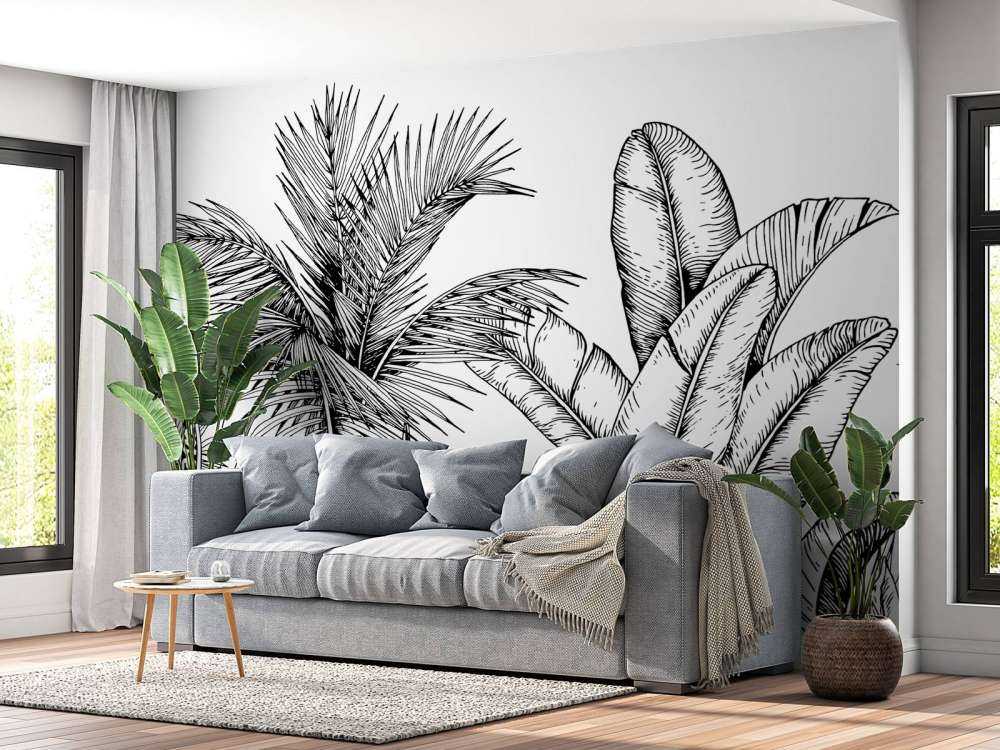 Tropische zwart-witte planten