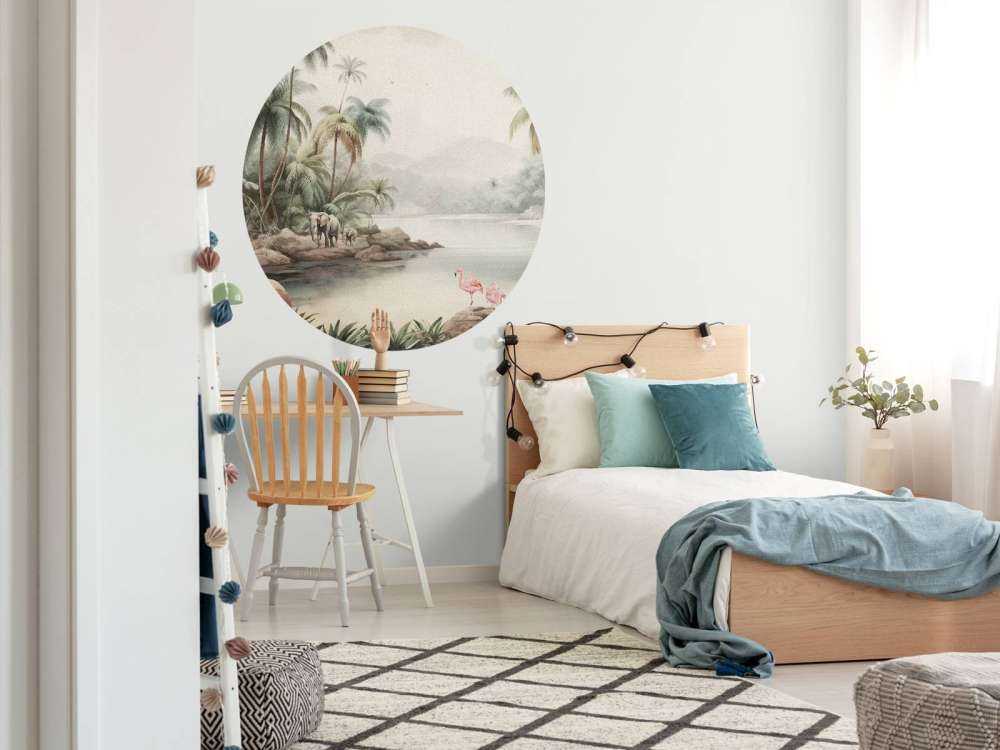 Jungle landschap met dieren in kleur