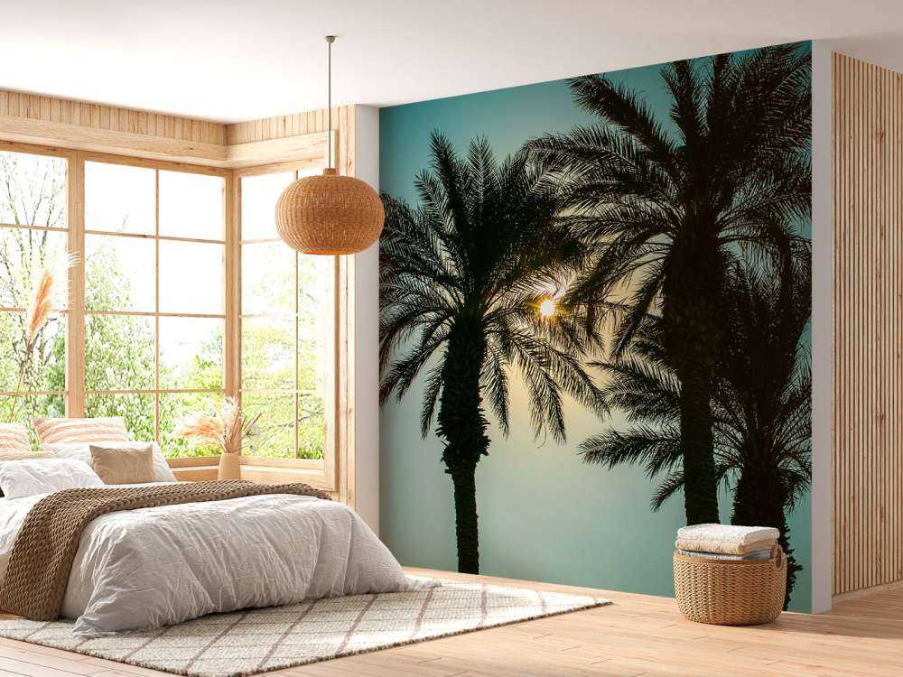 Silhouet van palmbomen