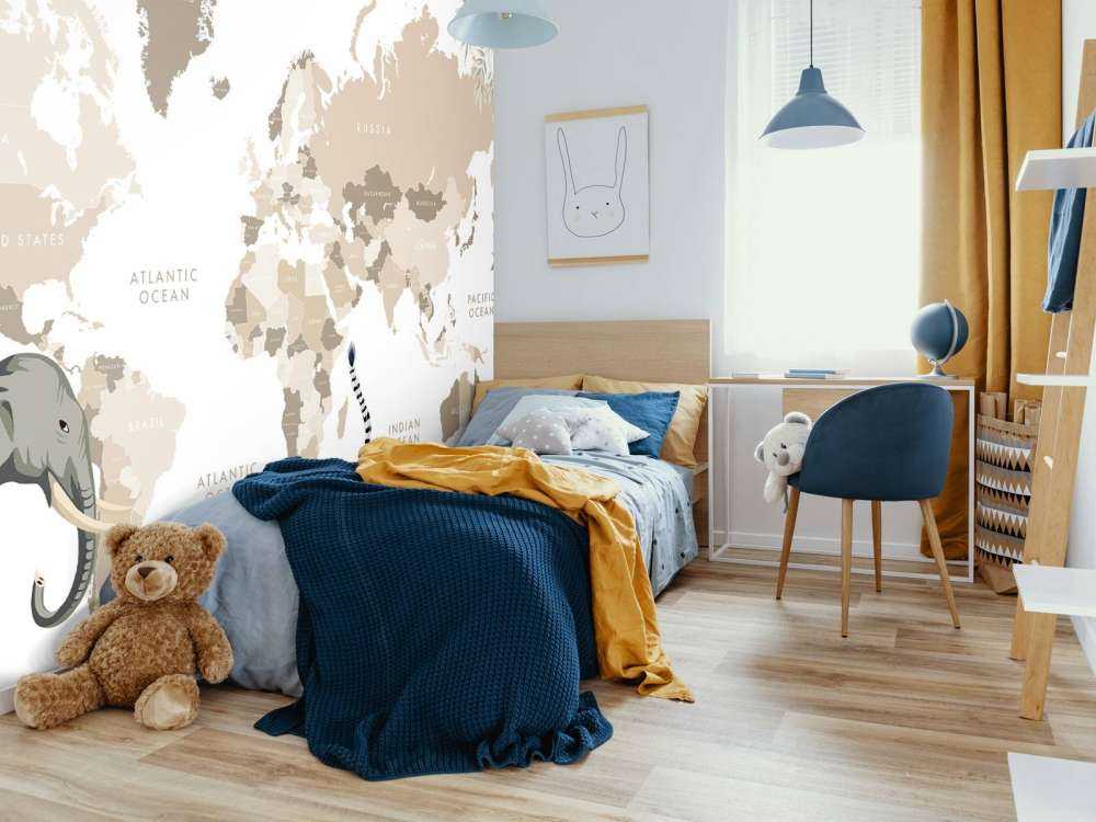 Wereldkaart met jungle dieren