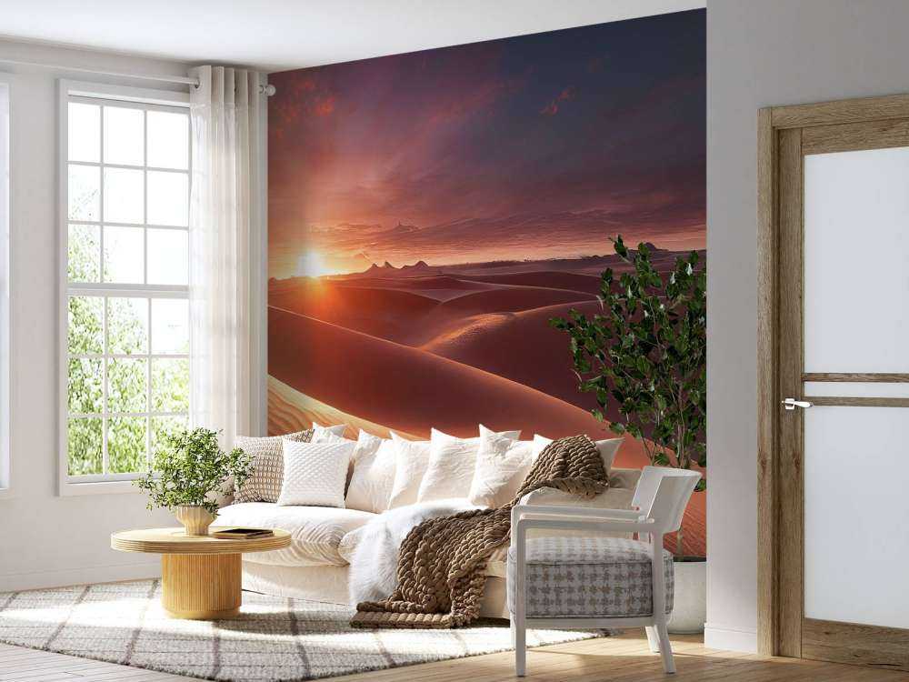 Zandduinen bij zonsondergang