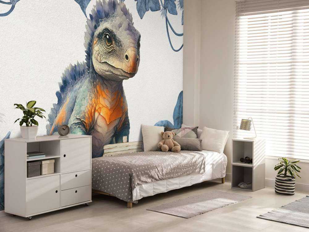 Baby ankylosaurus in de jungle blauw