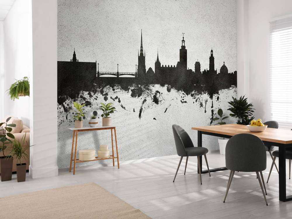 Waterverf skyline, Stockholm