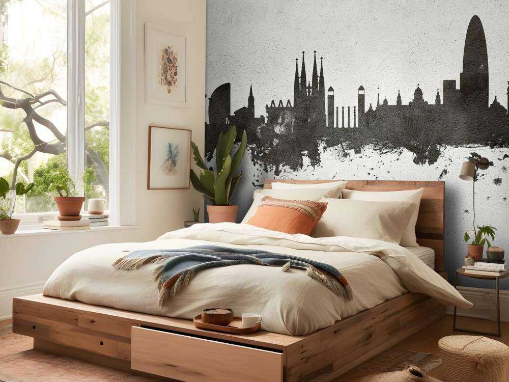 Waterverf skyline, Barcelona