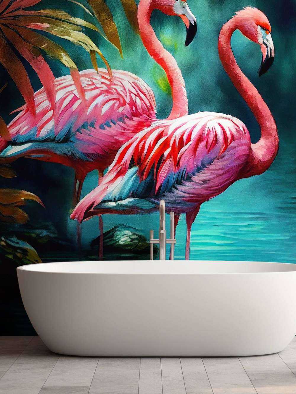 Fluweelroze Flamingo Duo
