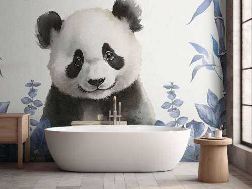 Baby panda in de jungle blauw
