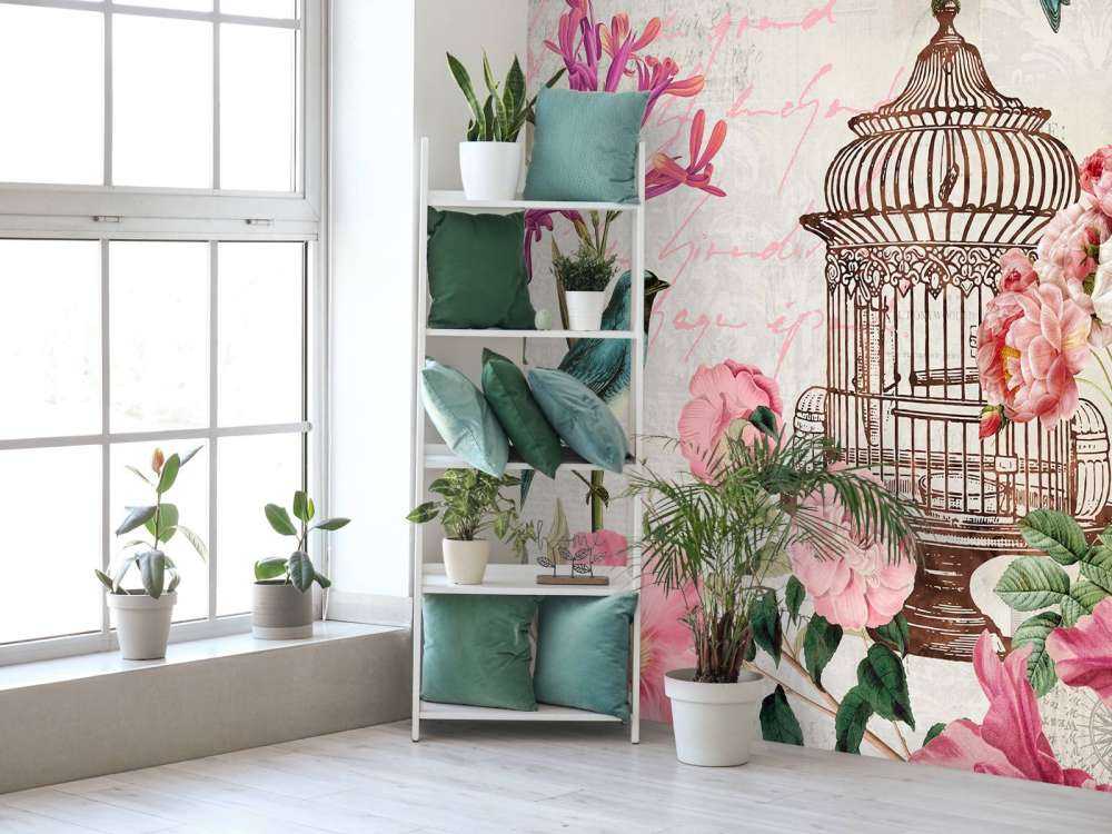 Birds and flowers vintage art