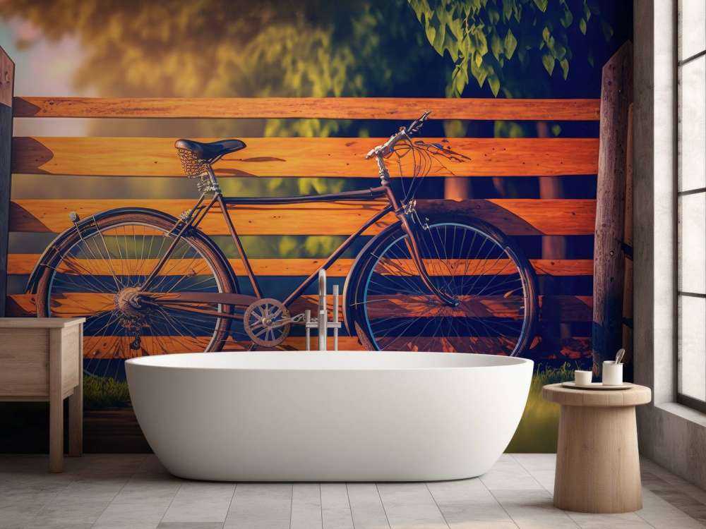 Fiets bij een houten hek