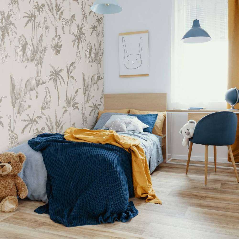 Dierenjungle patroon taupe