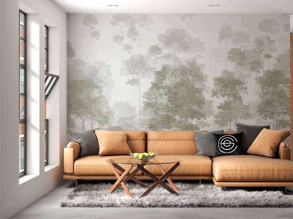 Getekend bos in de mist