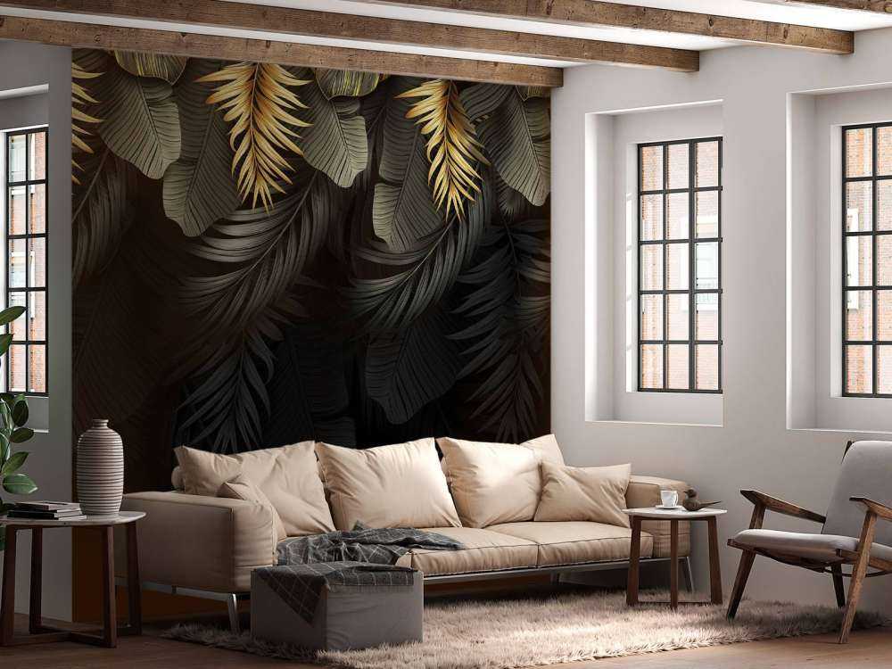 Bladeren op een donkere achtergrond