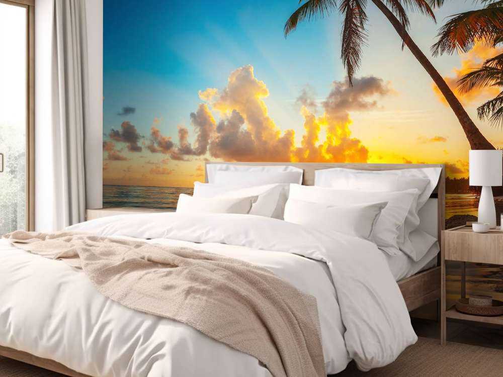 Zonsondergang met palmbomen