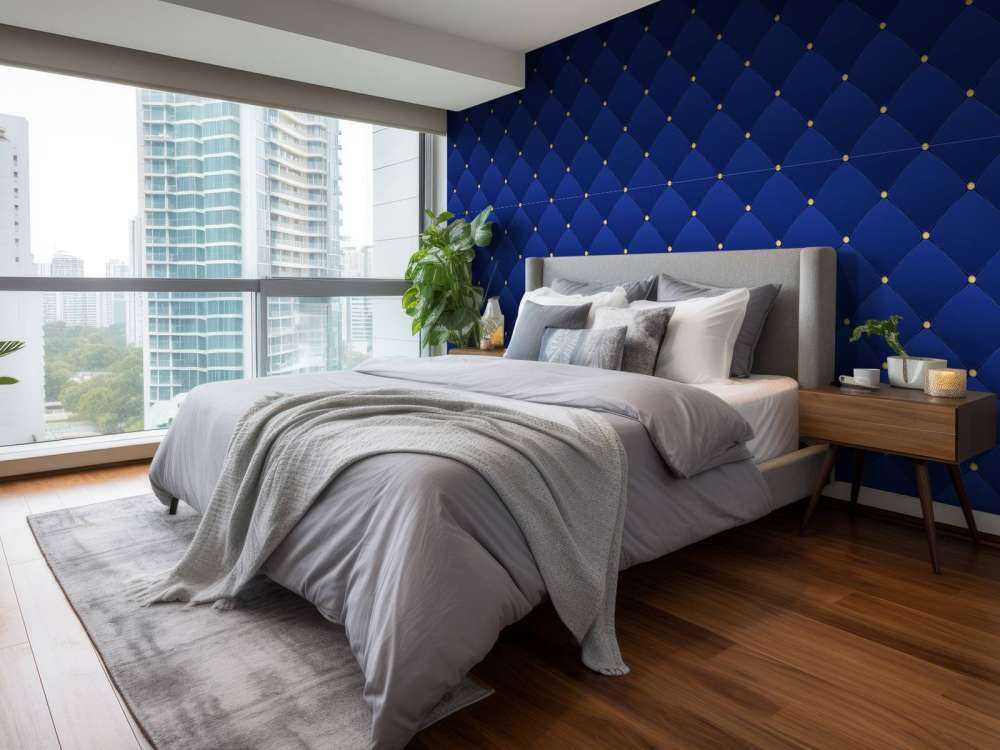 Donkerblauw chesterfield patroon