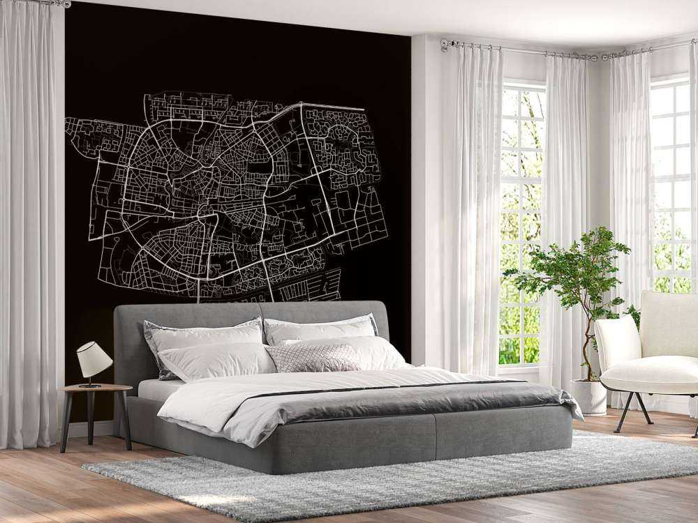 Plattegrond van Leeuwarden, zwart