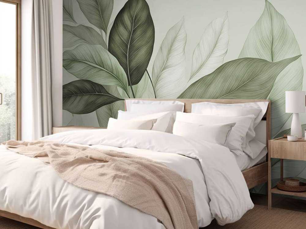 Soft botanical foliage green tranquility