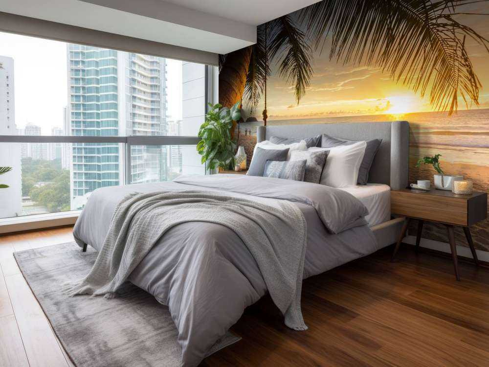 Palmboom bij zonsondergang