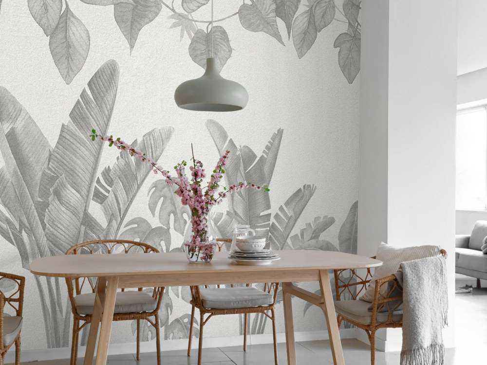 Jungle planten in grijstinten 