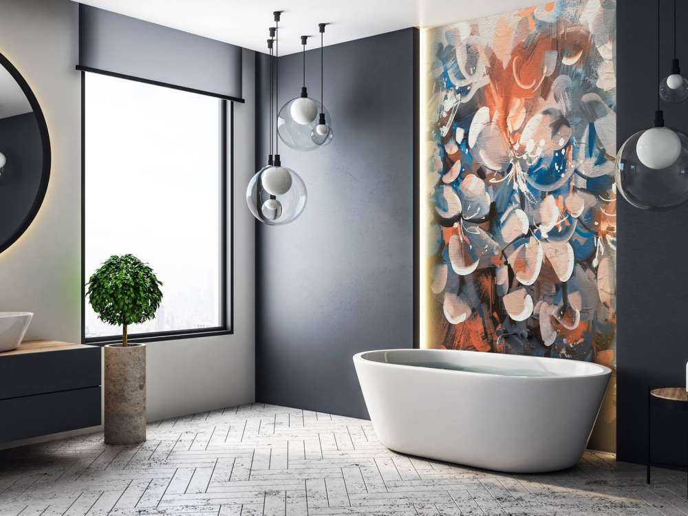 Abstract bloembladeren schilderij