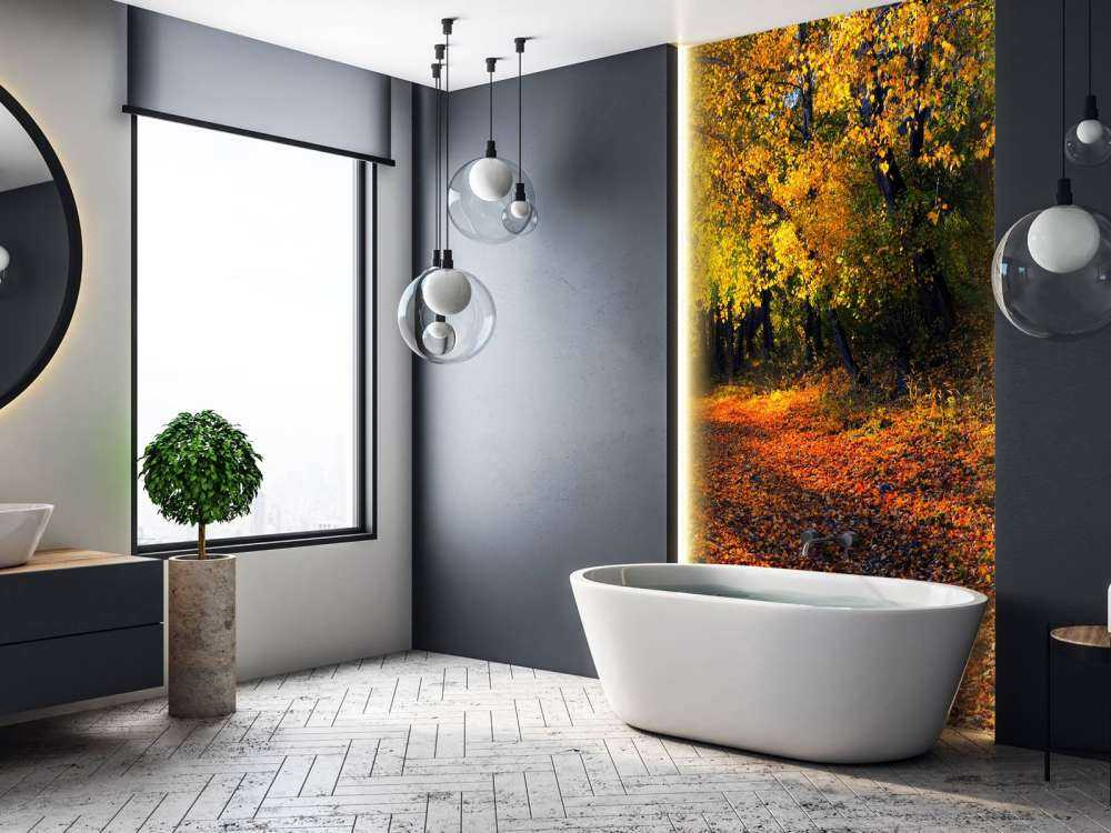 Herfstbos met Bomen en Bladeren